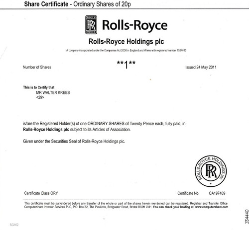 Ungelocht rolls royce holdings - ungelocht,